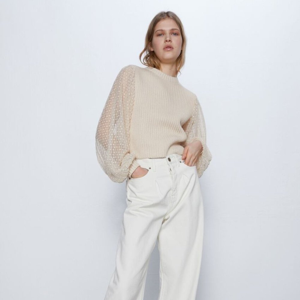 NWT ZARA COMBINATION KNIT SWEATER